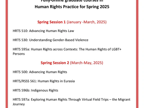 Spring 2025 Human Rights Practice graduate courses