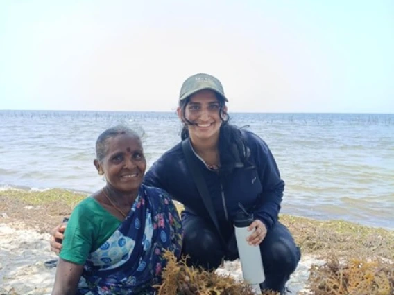 Anusha Sharma with seaweed harvester