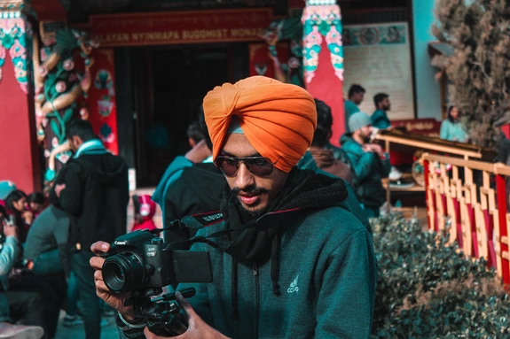 man taking picture