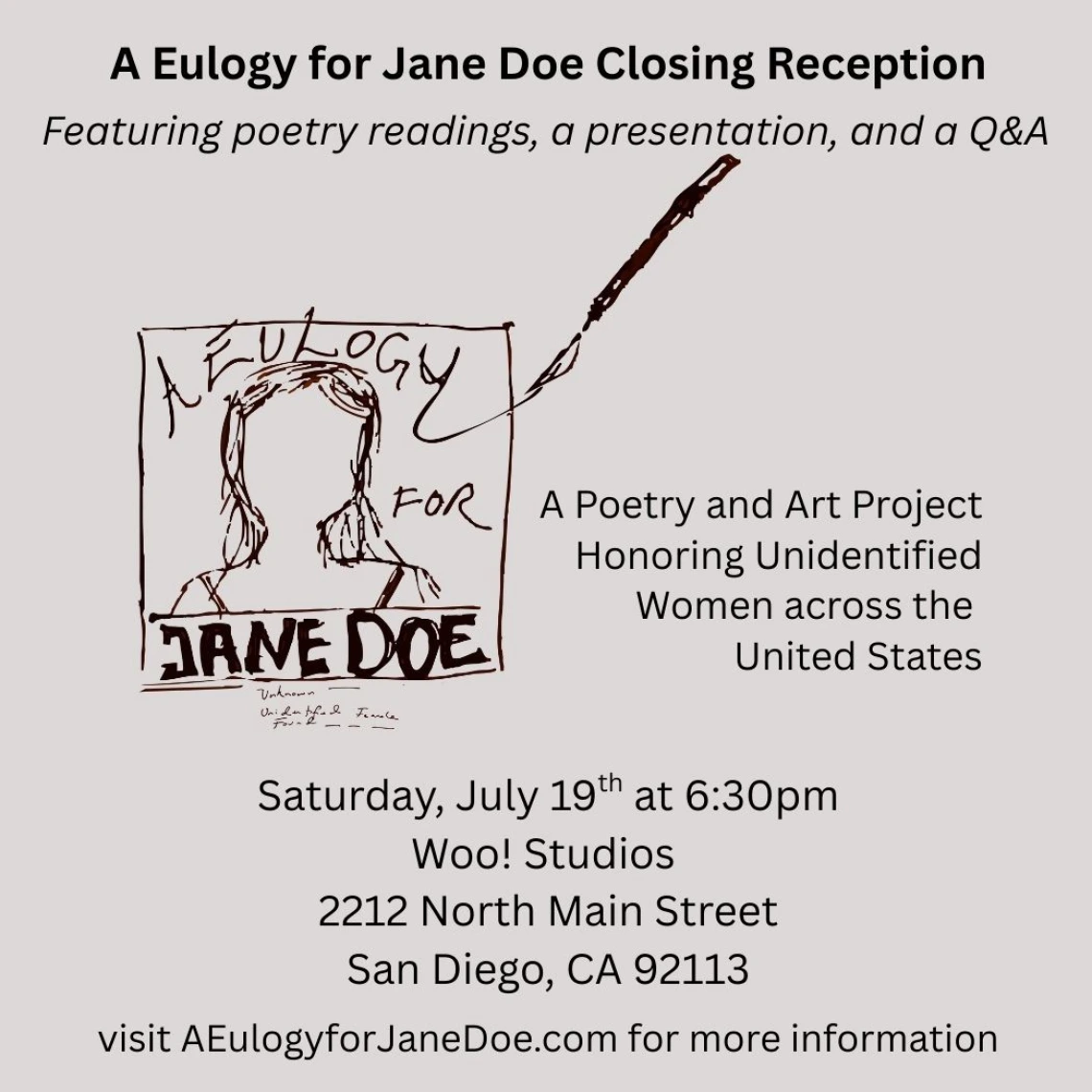 Eulogy for Jane Doe Reception