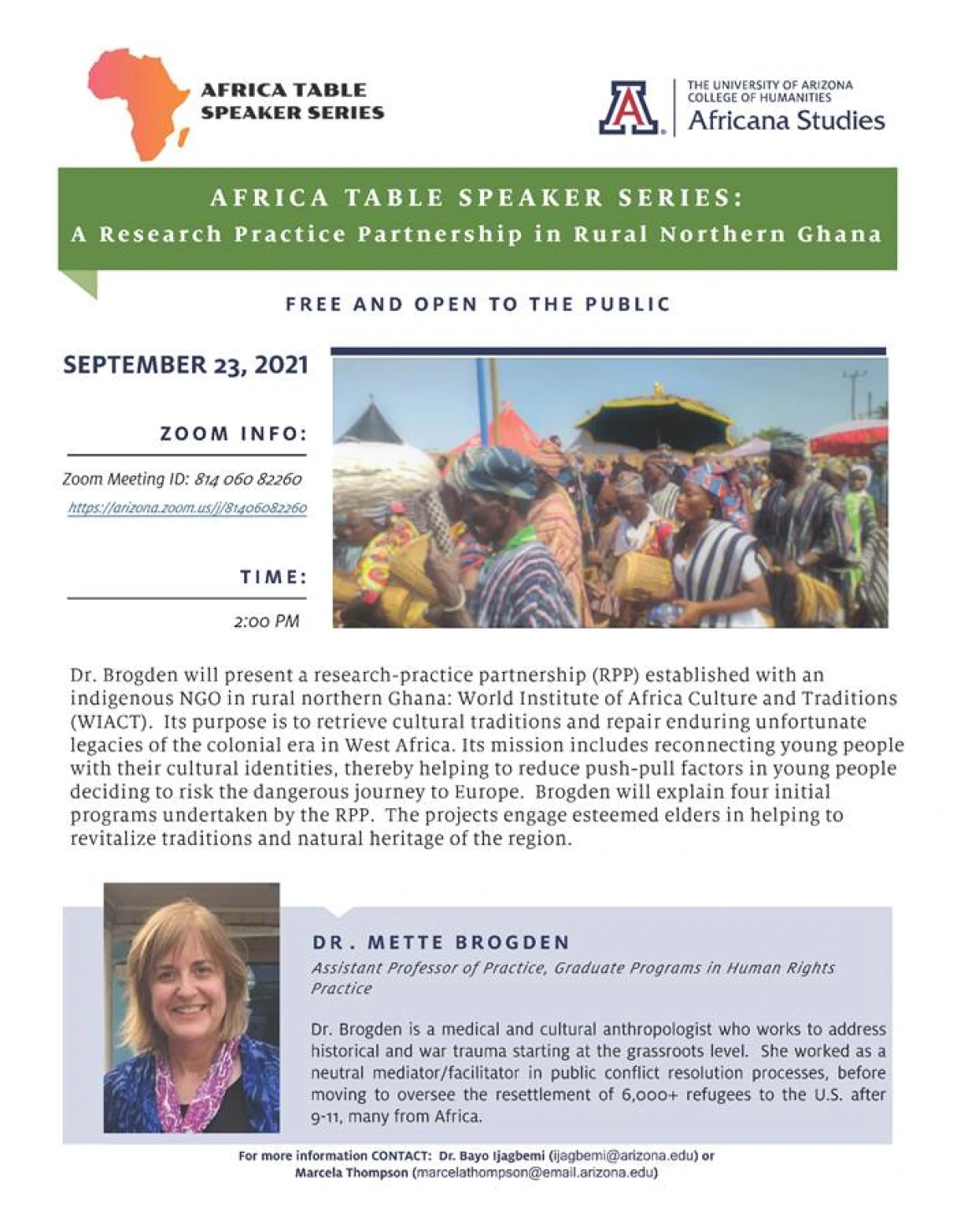 Prof Mette Brogden to speak at Africa Table Speaker Series on September 23