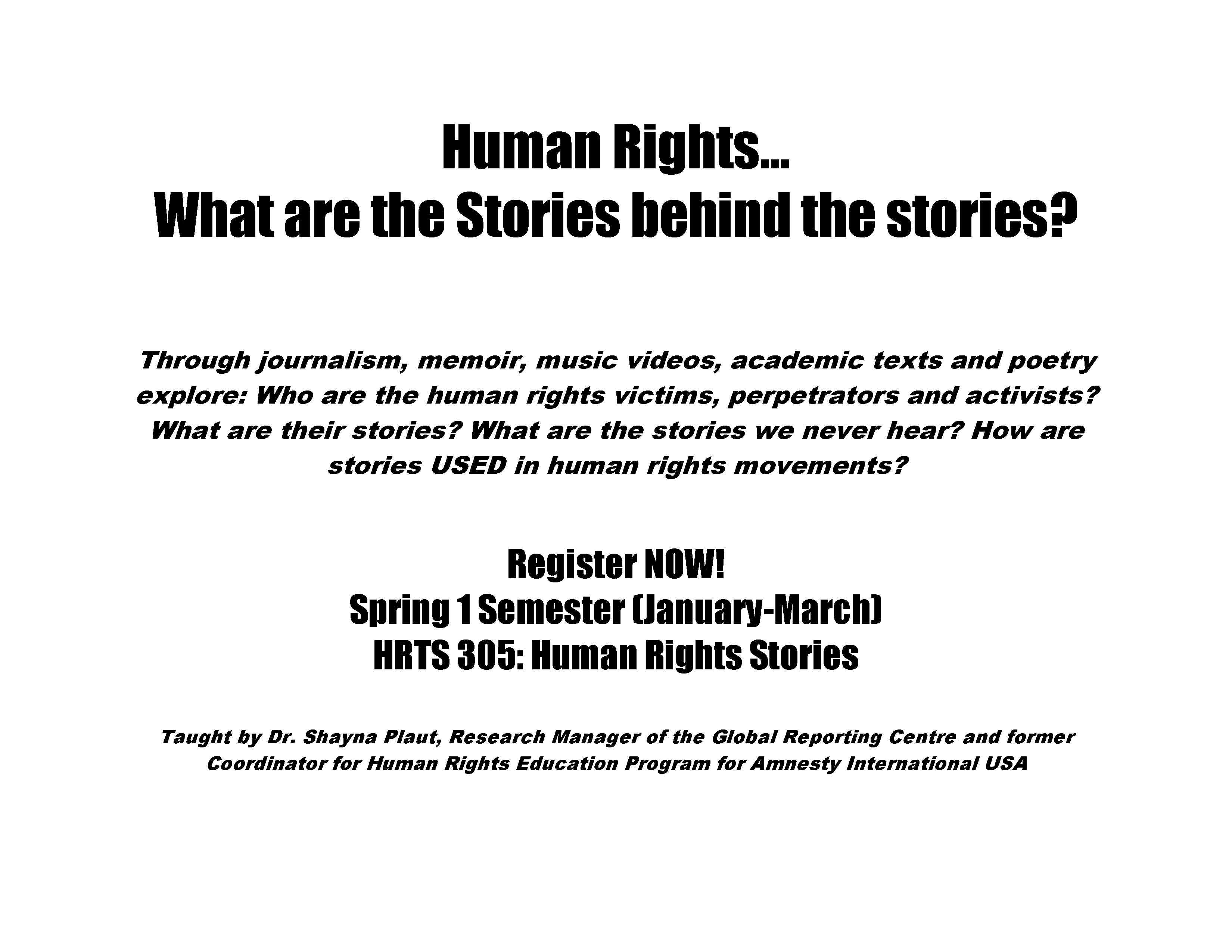 HRTS 305 -- Human Rights Stories