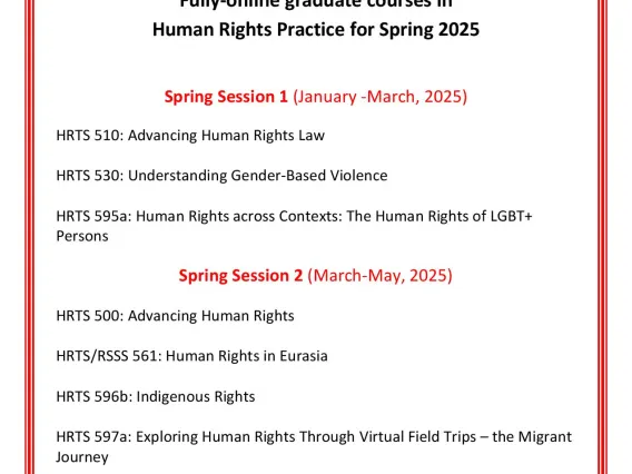 Spring 2025 Human Rights Practice graduate courses