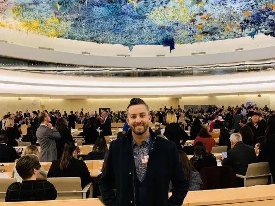 Bradford Conroy at the UN Human Rights Council in Geneva, Switzerland.