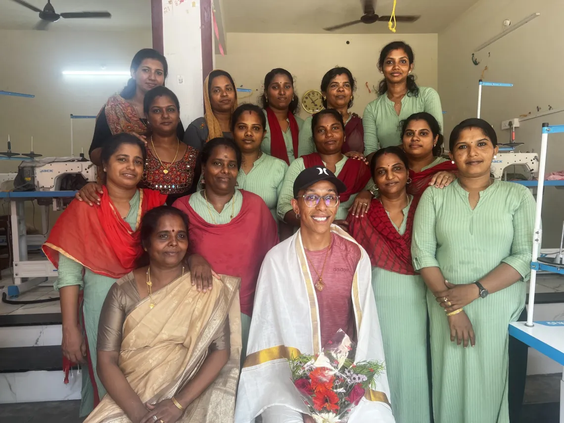 Donaven Smith with women in Kerala, India