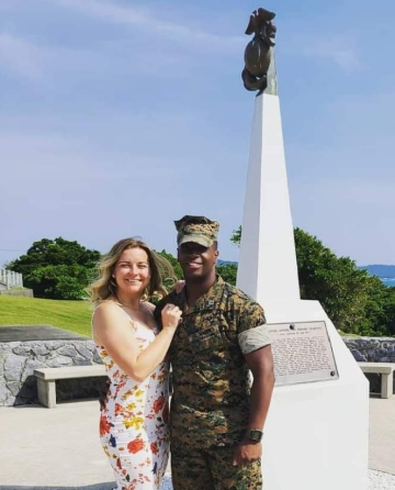 Lauren with her husband in Okinawa, Japan