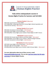 Summer and Fall 2023 Human Rights Practice undergraduate courses
